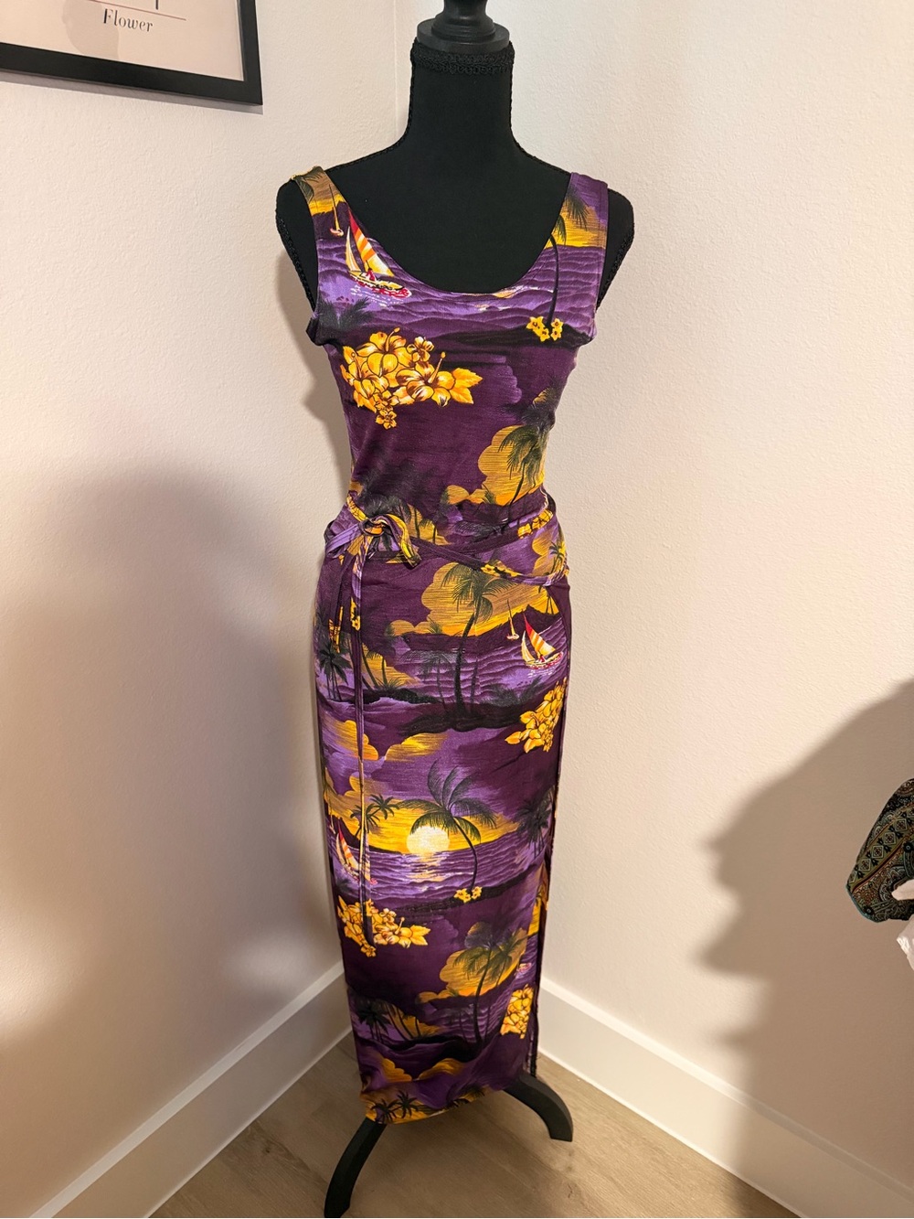Tropical Sunset Tank & Wrap Skirt Set | Y2K Resortcore Hawaiian Maxi Set
